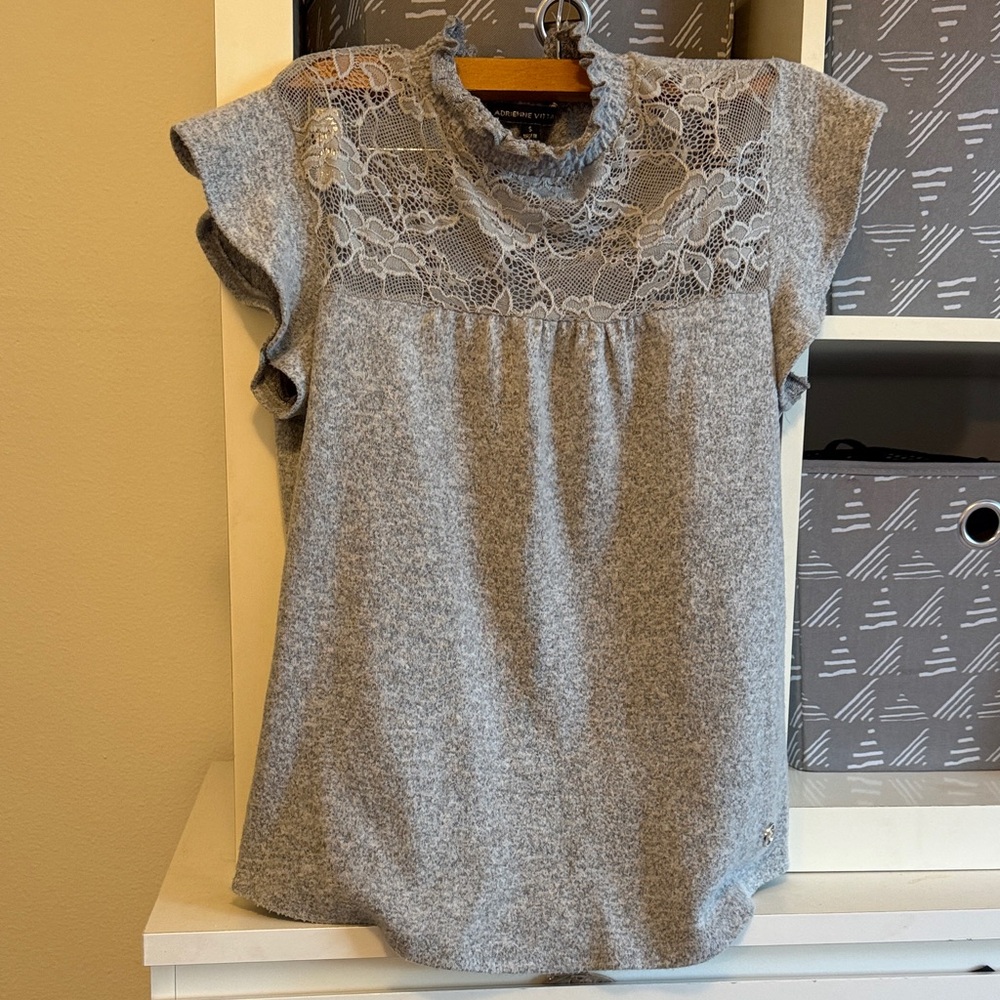 Heather Gray Lace Blouse